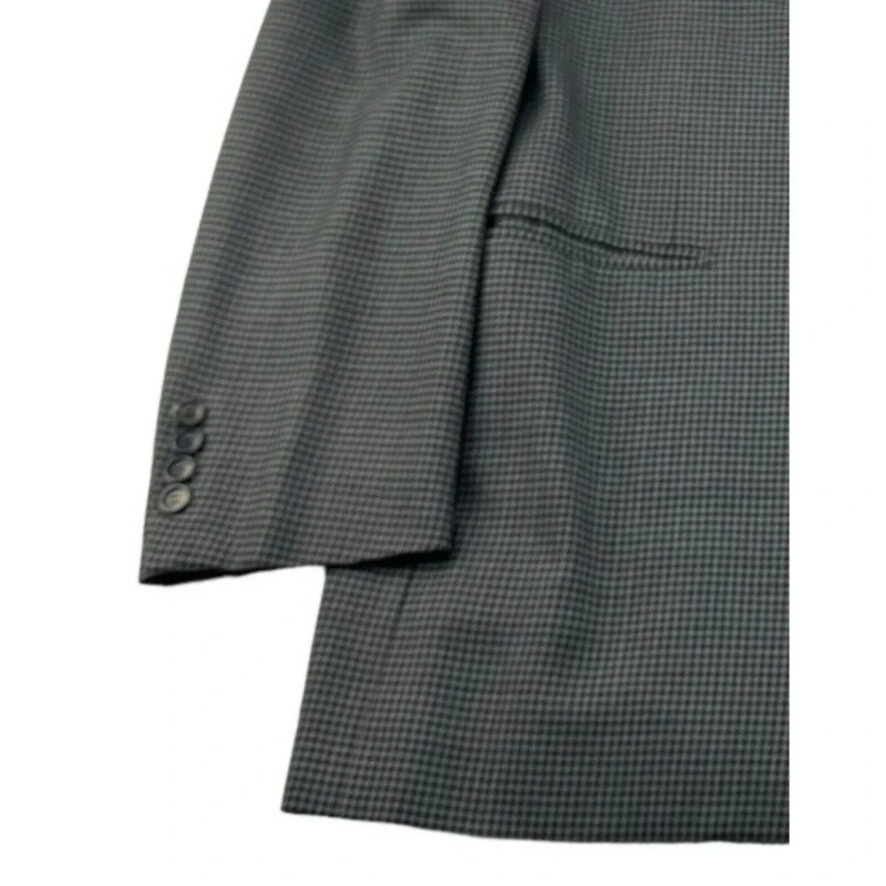 Pal Zileri Gray & Black Houndstooth Wool 3 Button Blazer Mens Size 42L‎